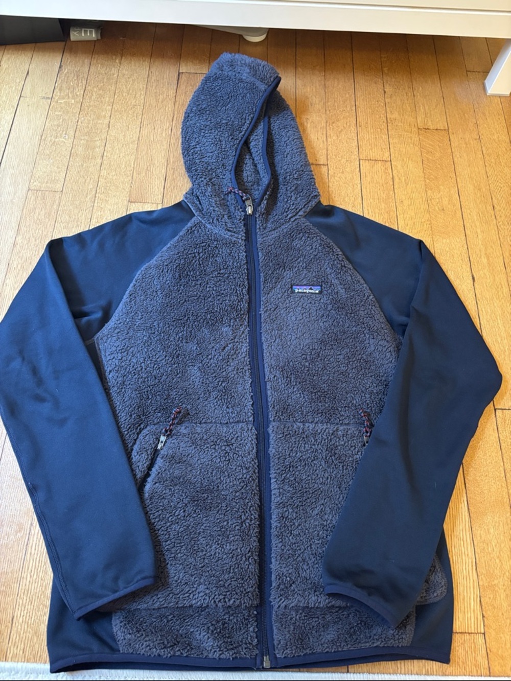 Patagonia Navy Hooded Sherpa Fleece Jacket